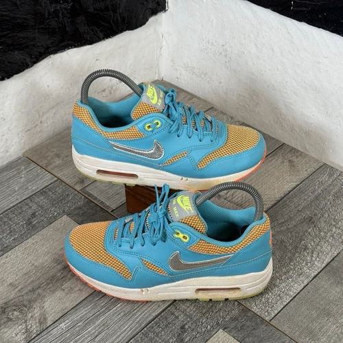 Nike Air Max 1 LE Gamma Blue Retro Trainers UK 5.5 Sliver Swoosh Casual Orange