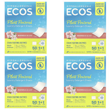 ECOS Laundry Detergent Sheets Magnolia  Lily 50 count Each Pack of 4 