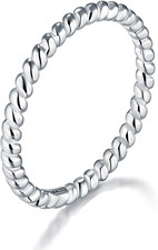 925 Sterling Silver Ring, Twisted Eternity Band Stackable Rings 2Mm Size 4-12