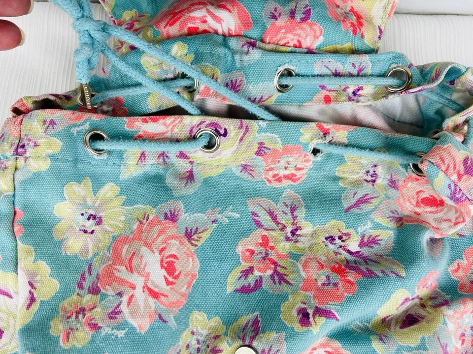 Vintage Victorias Secret Canvas Book Bag Backpack Pink Floral Overnight Weekend - Image 4 of 4