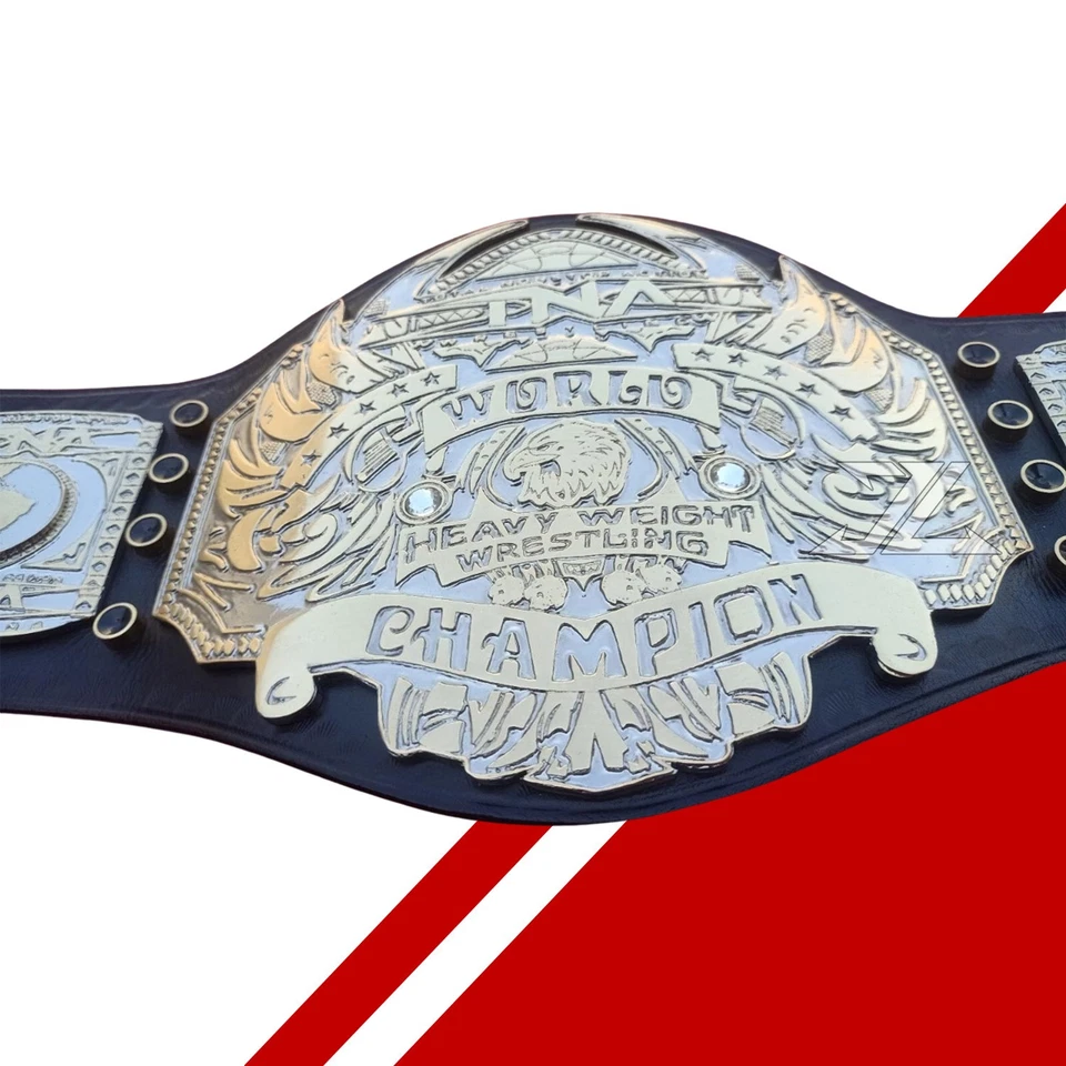 Cinturón Campeonato Mundial de Lucha Peso Pesado TNA Tamaño Adulto Latón Doble Capas Foto 2 de 4