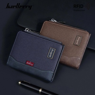 Baellerry Old School Men's Wallet Short Distressed Leather Look 5+ Card Slots Zi