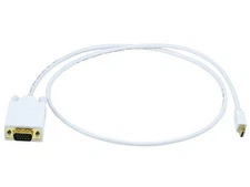 3ft Gold Plated 32AWG Mini DisplayPort / Thunderbolt to VGA Cable - White