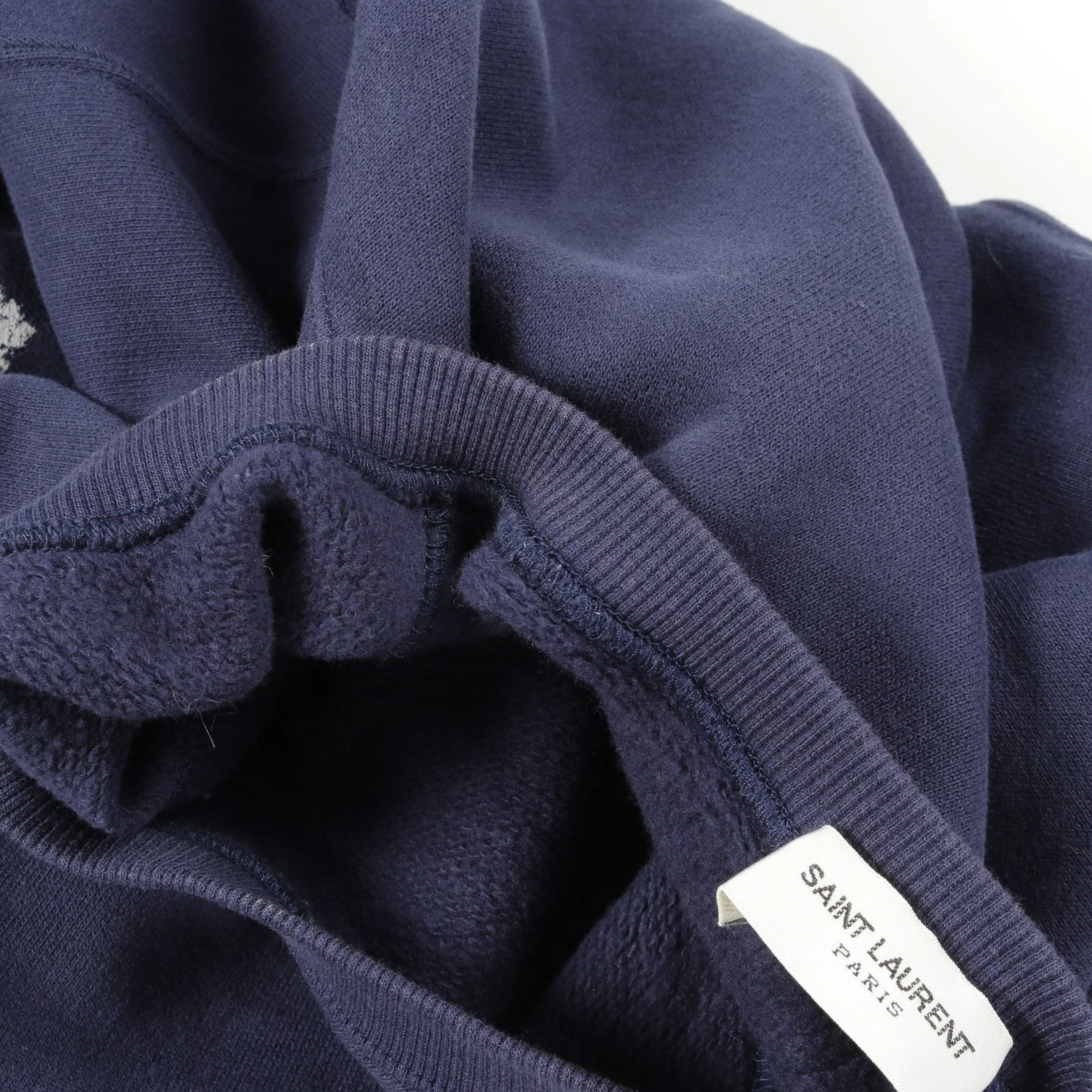 SAINT LAURENT (YSL) 【Tops】SAINT LAURENT PARIS Felpa con cappuccio e zip stampa logo cotone navy