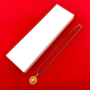 Authentic CELINE Star Ball Logo Motif Necklace Gold Plated gold 19105