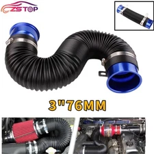Universal 3'' Flexible Car Cold Air Intake Hose Filter Pipe Telescopic Tube Kit