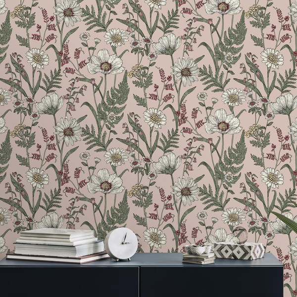 Fine Decor Wild Meadow Blumen Tapete Pink Vlies FD43883 Waschbar Landhaus-image