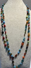 Vintage Multi Color/Shape Glass Bead Chain Necklace 60