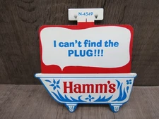 Hamm’s Beer Advertising VTG Small Metal Sign Tin Bathtub Party 1968 RARE