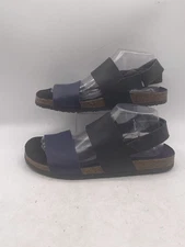 Unisex Strappy Sandals Shoes 40 Navy 2A4751 Made In France Hook & Loop Closure