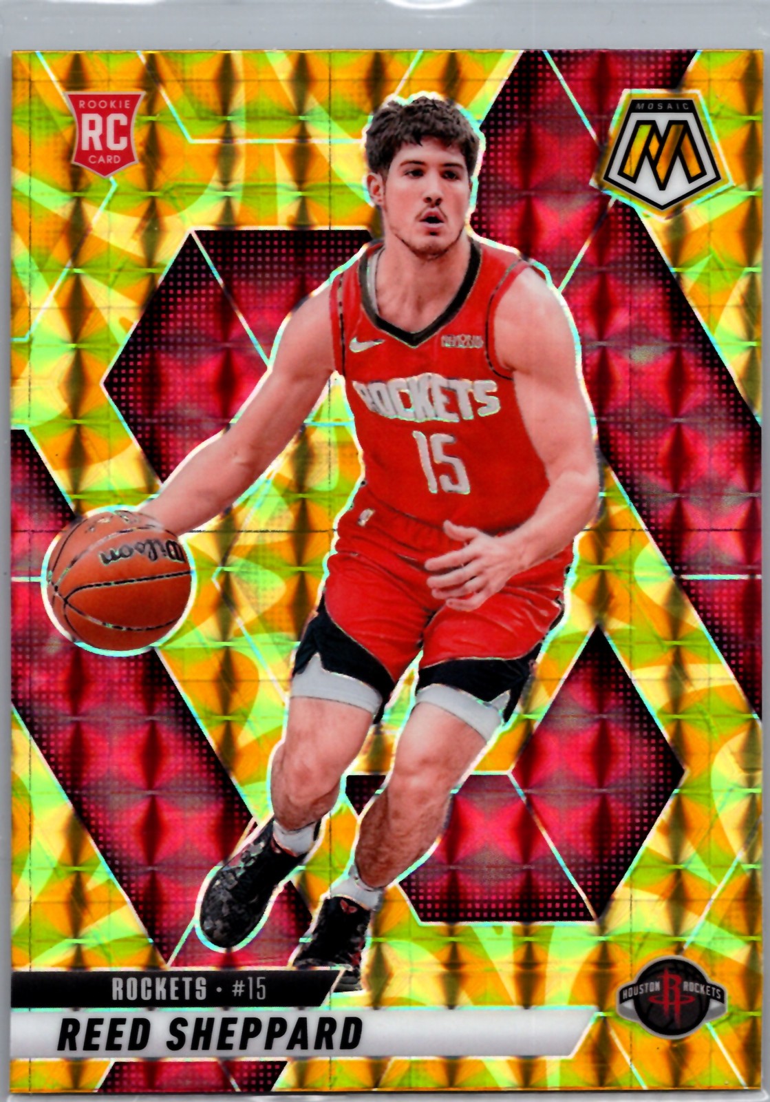 2024-25 Panini Mosaic #249 Reed Sheppard Reactive Yellow Mosaic