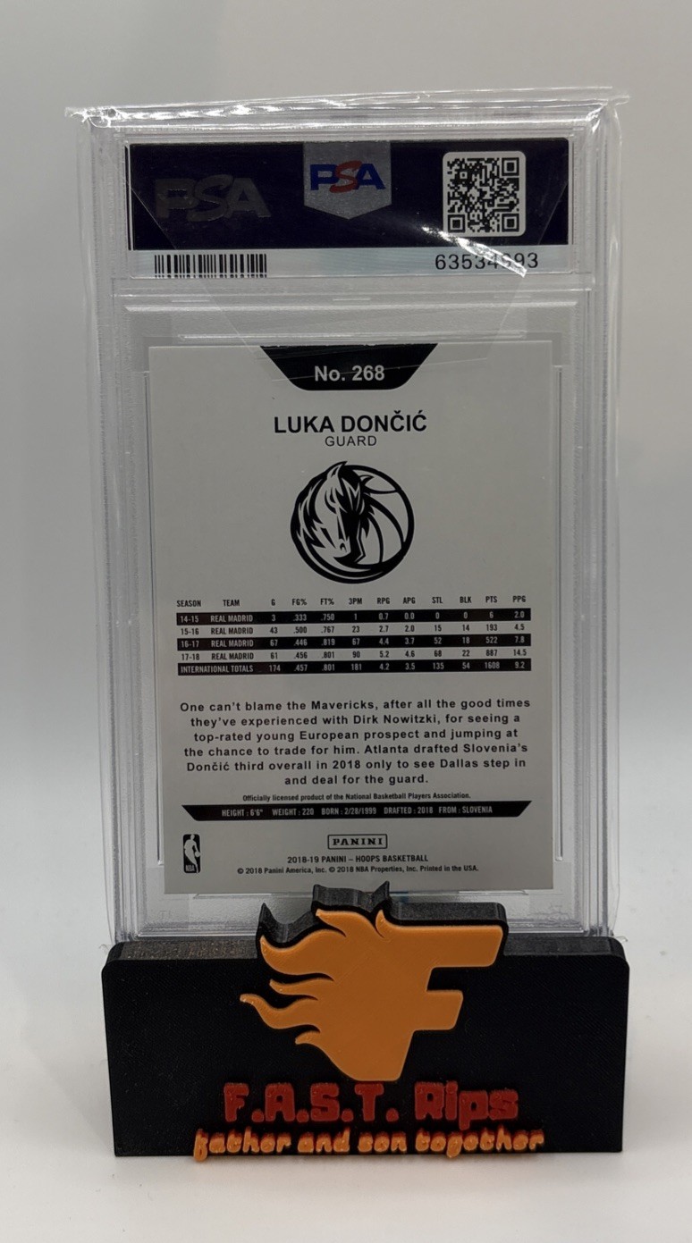 Luka Doncic 2018-19 Panini NBA Hoops TEAL EXPLOSION RC #268 PSA 9 Mavs/Lakers view 3