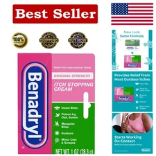 Strength Anti-Itch Cream 1 oz, Bug Bite Relief - 2 Pack for Outdoors