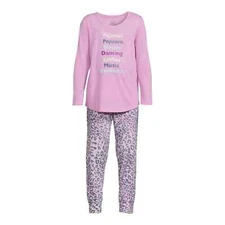 Wonder Nation Girls LS Top & Joggers Pajama Set-Vibrant Orchid-XXL (18)-NWT