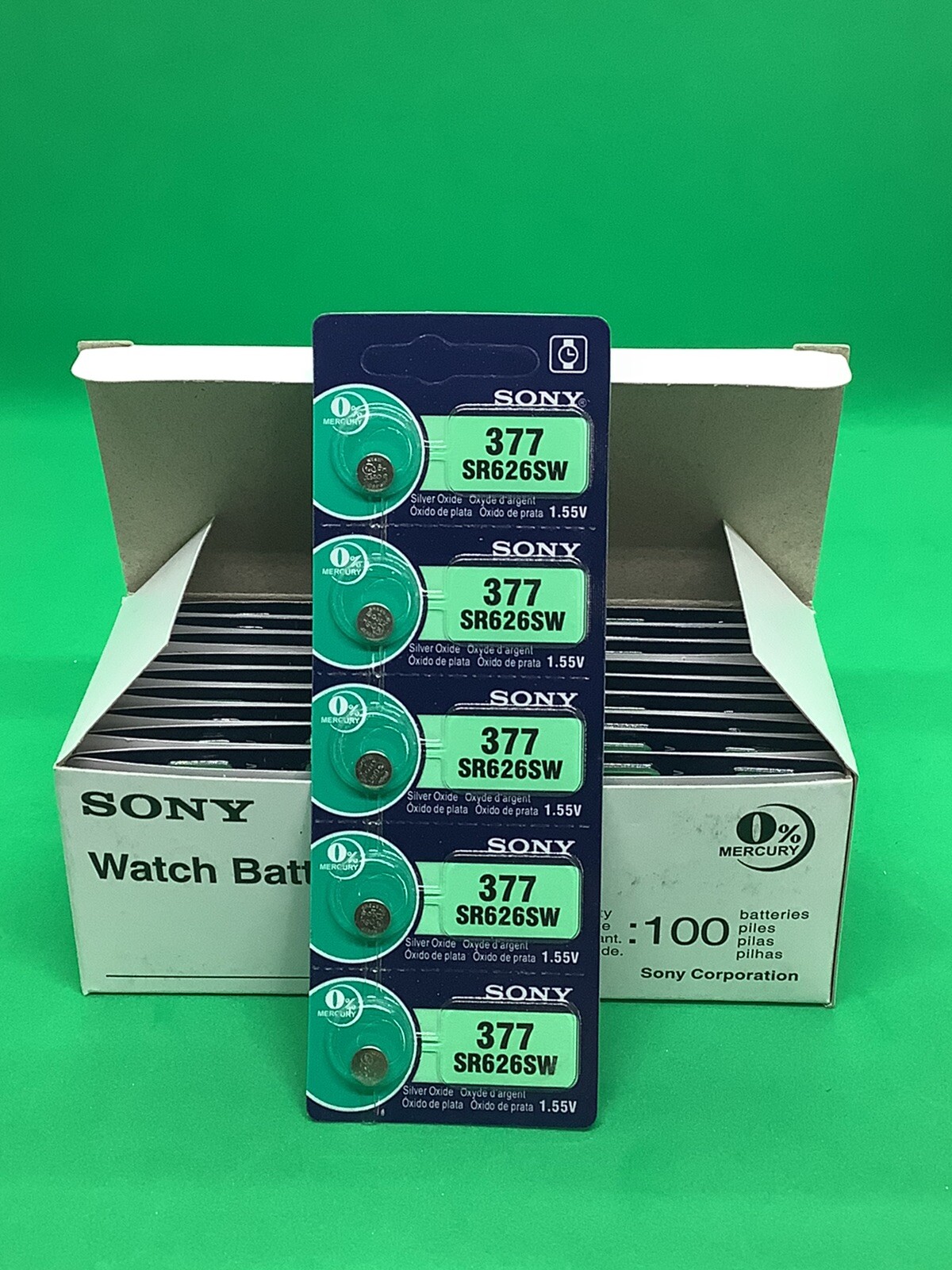 100 X Genuine Sony SR626SW 1.55V 377 SR 626 AG4 SW Watch Battery 1.5v ...