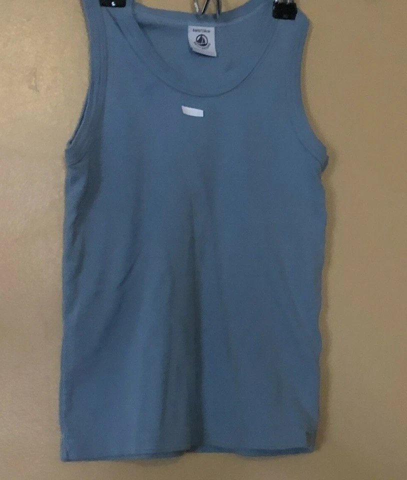  Camiseta sin mangas Petit Beteau para niño talla 6y cuello redondo azul sin mangas  Foto 4 de 4