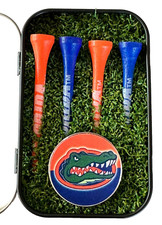 Florida Gators.. Golf Ball Marker in Gift Tin with 4 Gator Tees... Gift Box