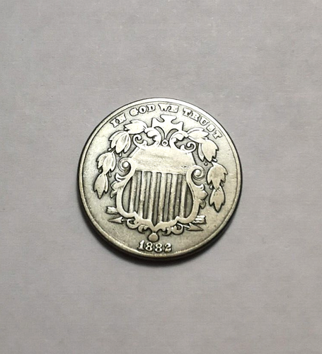1882 US Shield Nickel 5 Cents Coin without rays - Picture 2 of 4