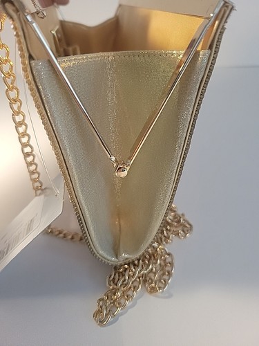 Nina Winslet Gold Crystal Clutch/ Crossbody, 8.25x4.75x1.75" Minor Flaw, New - Picture 17 of 21