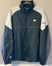 Vintage Green Bay Packers NFL Reebok Performer Jacket Windbreaker Large Flaws