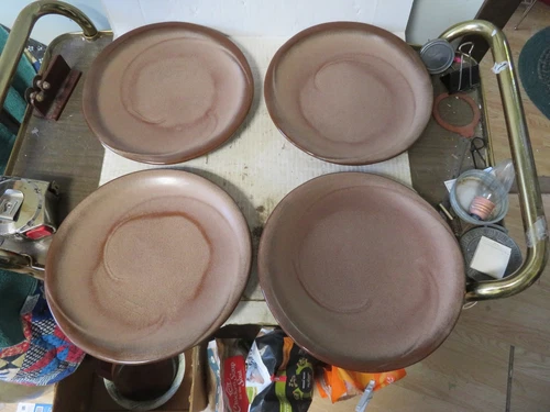 Frankoma Set of 4 Dinner Side Plates 4F 9-3/4" Plainsman Brown Satin 60s 70s