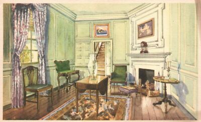 Vintage Postcard 1920's Martha Washington's Sitting Room General Washington