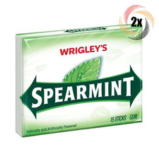 2x Packs Wrigley's Spearmint Flavor Natural Slim Pack Gum 15 Sticks Each