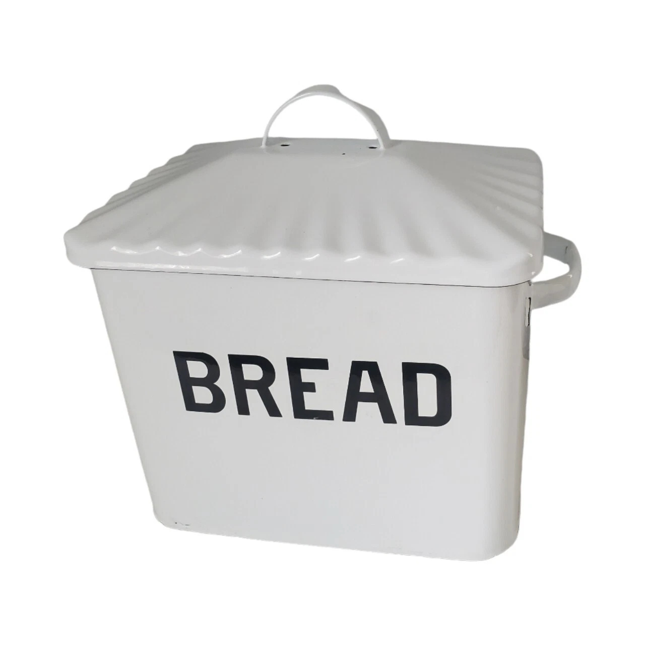White Metal Large Bread Box Country Chic Farmhouse Style Rustic