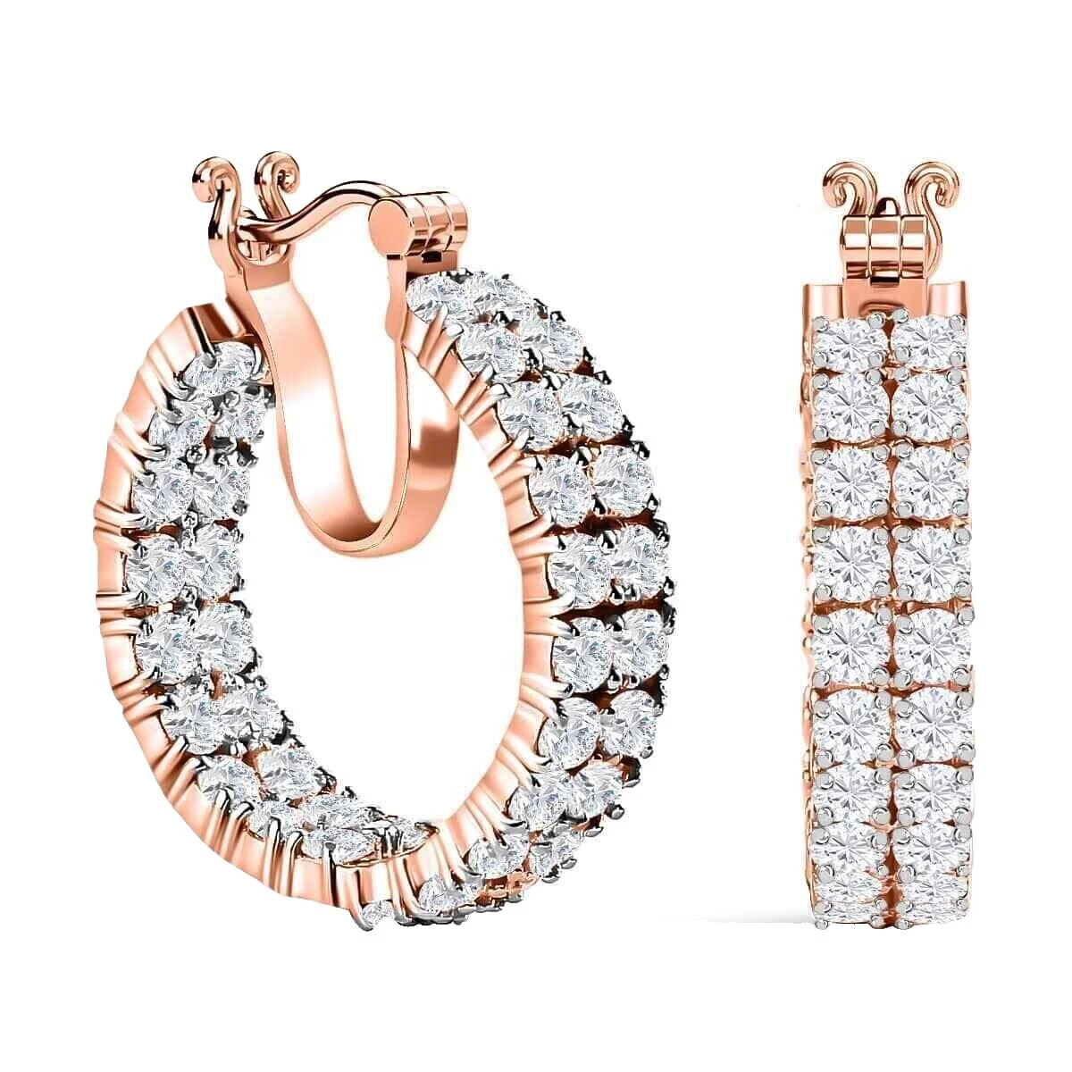 Simulated Hoop Rose Gold Fashion Earrings