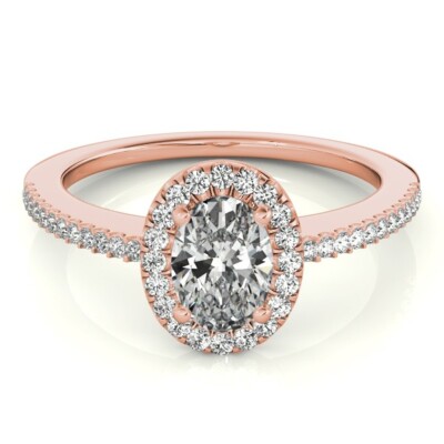 1.24 Ct Round Cut Lab Created Diamond Engagement Ring 14K Solid Rose Gold B