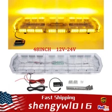 88 LED 48" Inch Strobe Light Bar Emergency Warn Beacon Tow Truck Response Amber