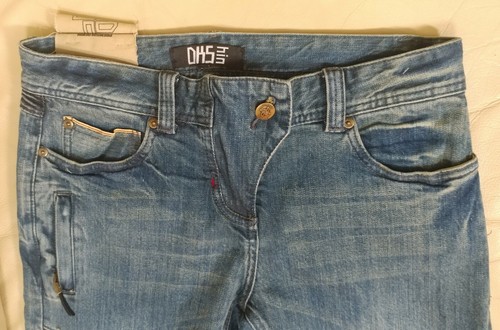 DKS Hin JEANS DONNA CIMOSA BIKER DENIM EFFETTO INVECCHIATO TAGLIA 29 X 32 NUOVO SENZA ETICHETTE - Foto 4 di 12