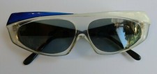 VINTAGE 1970S KOREA OPTICAL DESIGN CLEAR WHITE AND BLUE SUNGLASSES - AS FOUND