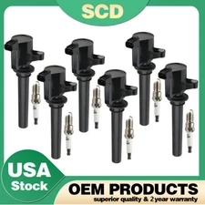 Pack 6 Ignition Coil Platinum Spark Plug For 2003-2008 Ford Escape 3.0L V6 FD502