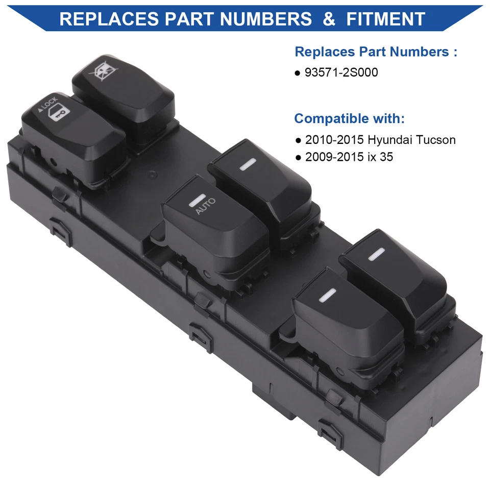 Main Window Switch Control Button for 2010-2015 Hyundai Tucson 93571-2S000 1AUTO - Image 4 of 4