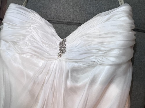 Galina Wedding Gown Size 10/12 White Chiffon Strapless Empire Waist 4 Layer - Picture 14 of 18