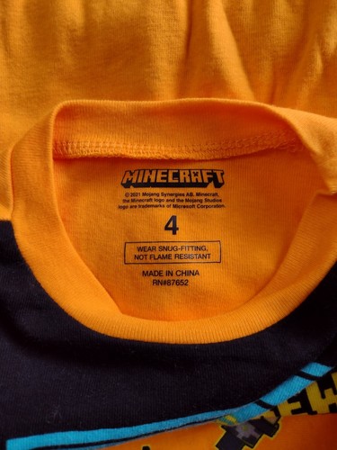 Minecraft Two Piece Pajamas Set NWOT Size 4 (See measurements below):B19-50 - Picture 3 of 3