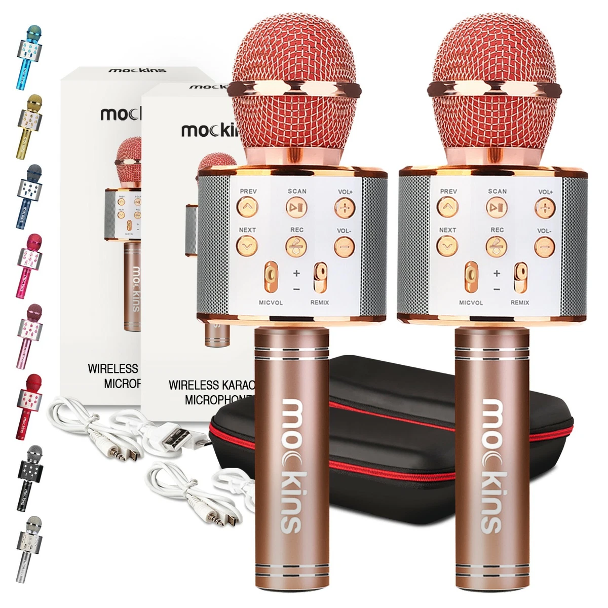 Wireless Handheld Karaoke Microphone with Speaker 2-pack