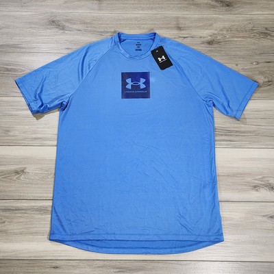 Under Armour T-Shirt Men's Large Blue Tech Print Fill New