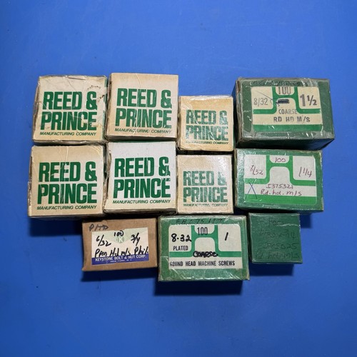 Lot of 11 Vintage Reed & Prince Machine Screws & Hardware Boxes Mixed Sizes USA