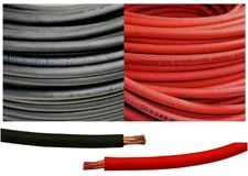 4 Gauge 4 AWG 25 Feet Black + 25 Feet Red Welding Battery Pure Copper Flexibl...