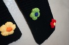 Black crocket knit 80" winter scarf with flowers — photo 6