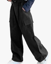 ROLANKO GIRLS CARGO TROUSERS, ELASTICATED WAIST COTTON BAGGY PANTS WITH MULTI PO