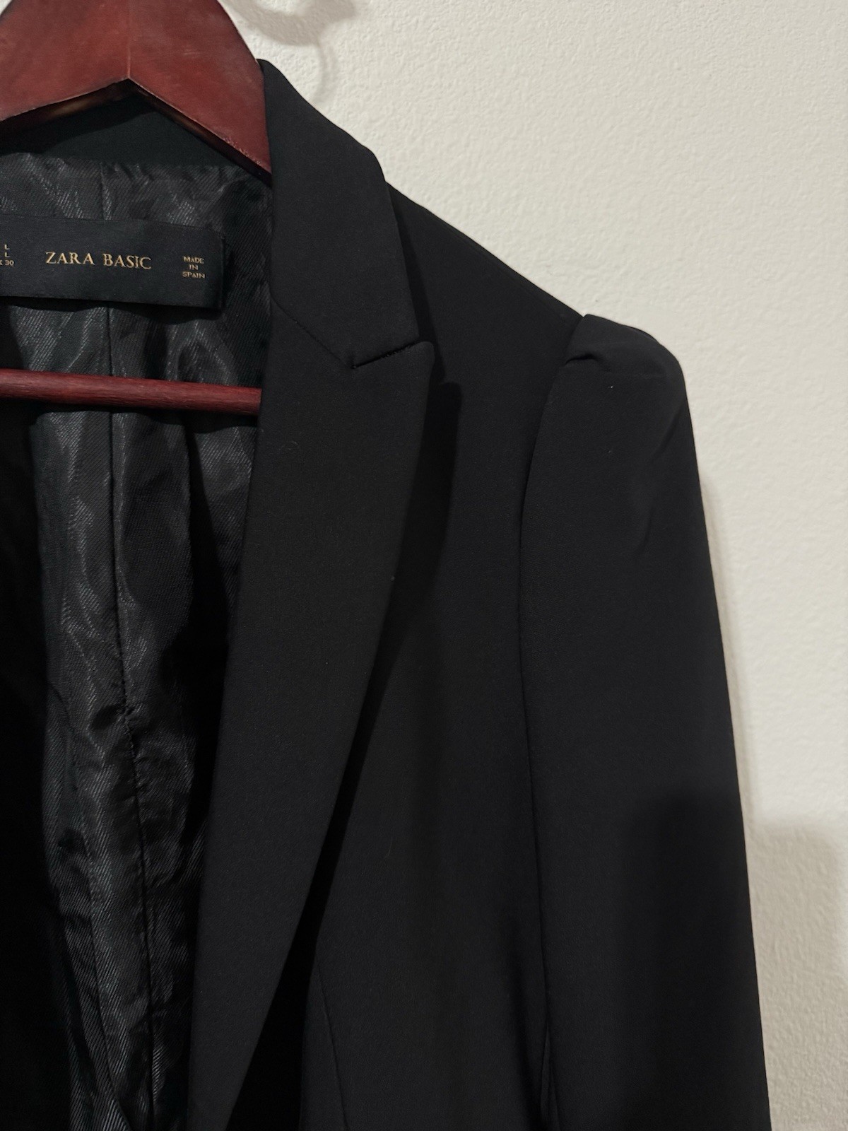 Zara Basic Black Single- Button Blazer Puffy Shou… - image 8