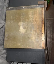 Vintage Milton Bradley Co. Guillotine Paper Cutter 18” Hardwood Cast Iron