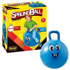 Idena 40094 - Sprungball Happy Face in blau, Durchmesser ca. 45 - 50 cm, belastb