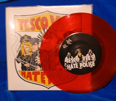#ad TESCO VEE#x27;S HATE POLICE Crime Pays The Bills 7quot; Vinyl YELLOW WAX 1991 SFTRI 108 $29.99