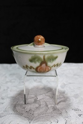 Vintage Louisville Pottery John Taylor Harvest Pattern Sugar Bowl with Lid