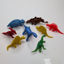 x8 LOT Vtg Plastic Dinosaur Toy Figures SDC Marx Ankylosaurus Dimetrodon Set