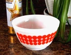 Pyrex Vintage Mixing Nesting Bowl 1.5 Pint #401 USA Orange Polka Dot Milk Glass